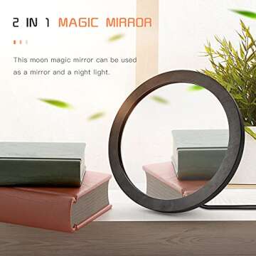 9.84in LED Wall Mirror with 3 Brightness Modes, Wall/Stand Mounted - For Living Room, Bathroom Decor