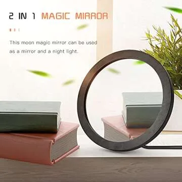 9.84in LED Wall Mirror with 3 Brightness Modes, Wall/Stand Mounted - For Living Room, Bathroom Decor