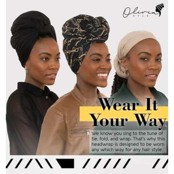 Olivia Sylx African Head Wraps for Black Women - Olive Green Jersey Scarfs