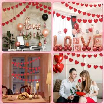 OHOME Valentines Day Decorations - Valentines Banner - Valentines Decor Red Heart Garland 40 Pack Valentines Day Backdrop Galentines Day Decorations Party Favors for Door Wall Classroom School Home