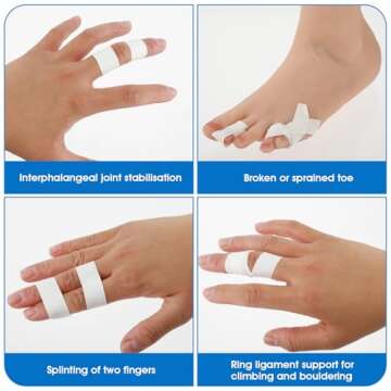 YUXIANLB Finger Tape, 0.5 Inch x 10 Yard White Athletic Tape Extra Strong Adhesive, 3 Rolls Sport Tape, Medical Tape, Foot Tape for Rock Climbing, Grappling, Basketball, Lifters and BJJ Finger Tape