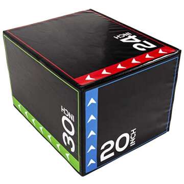 Signature Fitness 20 Inch x 24 Inch x 30 Inch 3 in 1 Foam Plyometric Box Jumping Exercise Trainer, 16-Pound, Reinforced Core