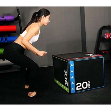 Signature Fitness 20 Inch x 24 Inch x 30 Inch 3 in 1 Foam Plyometric Box Jumping Exercise Trainer, 16-Pound, Reinforced Core