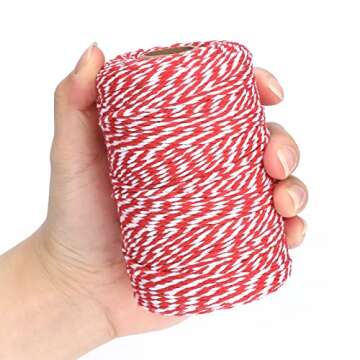 Red and White Cotton Twine String for Crafts and Gifts