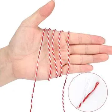 Red and White Cotton Twine String for Crafts and Gifts