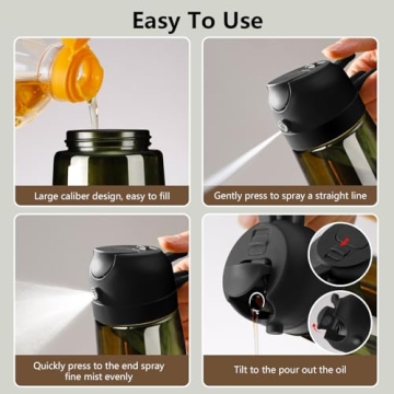 SWEET VIEW Olive Oil Dispenser and Oil Sprayer – Stylish 16oz Glass for Healthy Cooking