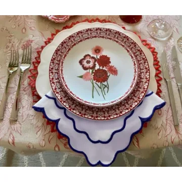 Royal Blue Cloth Napkins Set of 4 with White Trim 100% Cotton