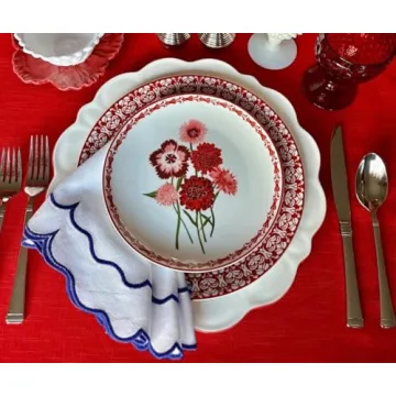 Royal Blue Cloth Napkins Set of 4 with White Trim 100% Cotton