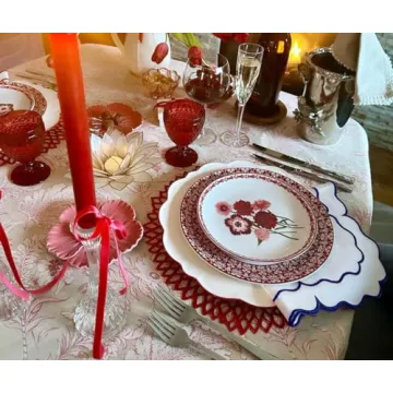 Royal Blue Cloth Napkins Set of 4 with White Trim 100% Cotton