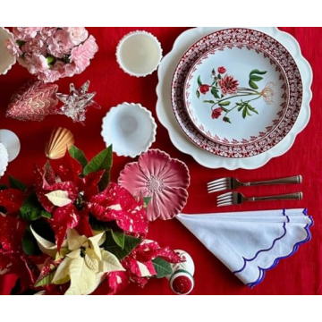 Royal Blue Cloth Napkins Set of 4 with White Trim 100% Cotton