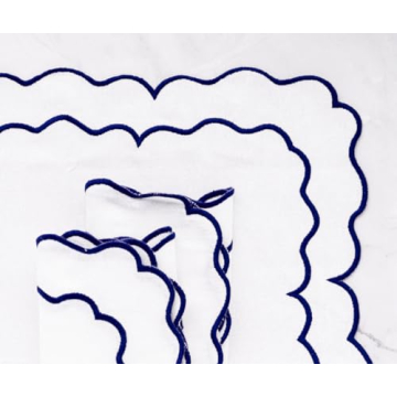 Royal Blue Cloth Napkins Set of 4 with White Trim 100% Cotton