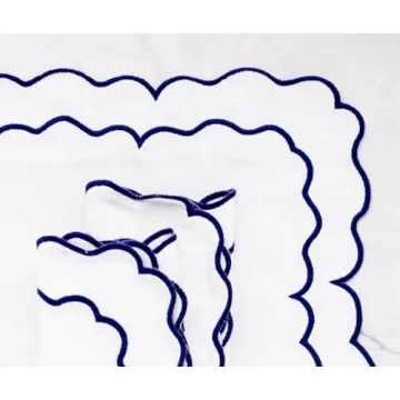 Royal Blue Cloth Napkins Set of 4 with White Trim 100% Cotton