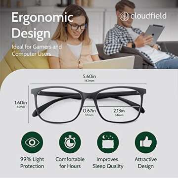 Cloudfield Blue Light Blocking Glasses for Eye Relief