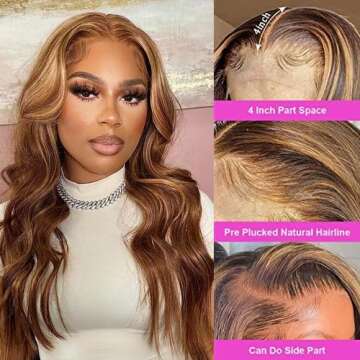 Muydl Ombre Lace Front Wig 22 Inch 4/27 Highlights