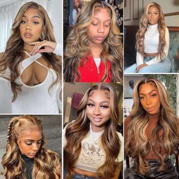 Muydl Ombre Lace Front Wig 22 Inch 4/27 Highlights