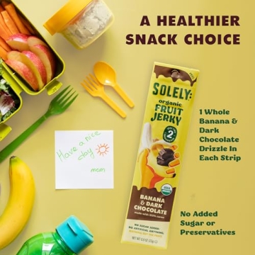 SOLELY Organic Banana Chocolate Fruit Jerky Healthy Snack