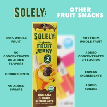 SOLELY Organic Banana Chocolate Fruit Jerky Healthy Snack