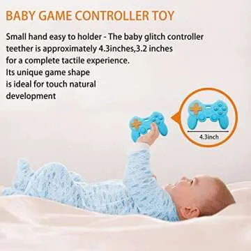 Cool Remote Game Control Teething Toy for Babies 0-6 6-12 Months,Game Controller Teether for Gamer Parents,Baby's First Valentines Day Gifts,Silicone Remote Chew Toys（Blue