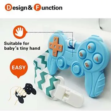 Cool Remote Game Control Teething Toy for Babies 0-6 6-12 Months,Game Controller Teether for Gamer Parents,Baby's First Valentines Day Gifts,Silicone Remote Chew Toys（Blue