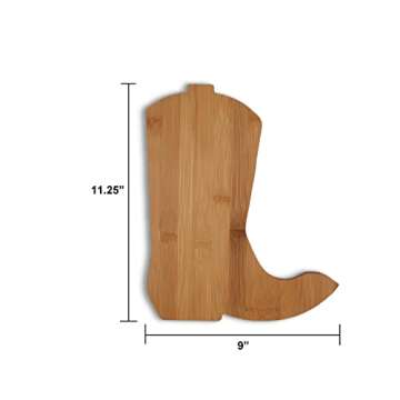 Vastigo Cowboy Boot Shaped Bamboo 9” x 11.25” Serving Cutting Board – Rustic Kitchen Decor and...