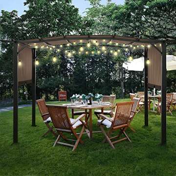 SUNA OUTDOOR Pergola 12 x 9 Ft Patio Gazebo, Outdoor Patio Sun Shelter Steel Frame Pergola Retractab...