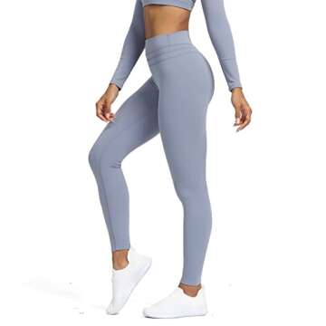Aoxjox High Waisted Workout Leggings for Women Scrunch Tummy Control Luna Buttery Soft Yoga Pants 26" (Lazuli, Large)