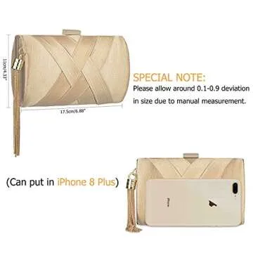 KISSCHIC Women's Elegant Tassel Evening Clutch Bag Stain Fabric Clutch Purse for Bride Wedding Prom ...
