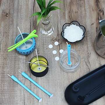 CandMak Candle Wick Kit, 60 Cotton Candle Wicks with Candle Making Tools for Candle Making (Thick 4"+6"+8")