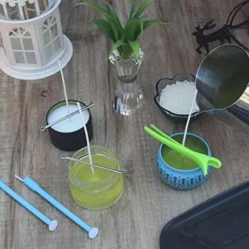 CandMak Candle Wick Kit, 60 Cotton Candle Wicks with Candle Making Tools for Candle Making (Thick 4"+6"+8")