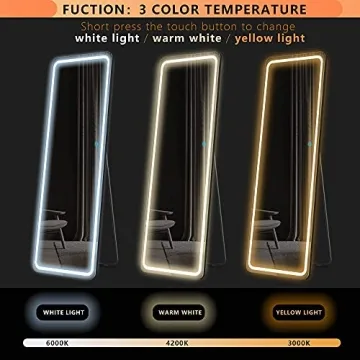 LVSOMT LED Full Length Mirror with Adjustable Lighting