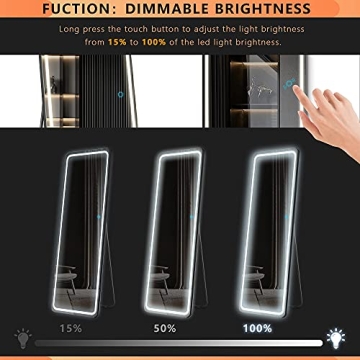 LVSOMT LED Full Length Mirror with Adjustable Lighting