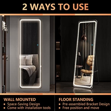 LVSOMT LED Full Length Mirror with Adjustable Lighting