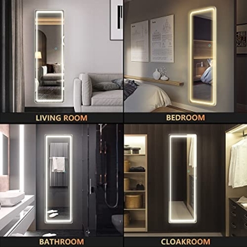 LVSOMT LED Full Length Mirror with Adjustable Lighting