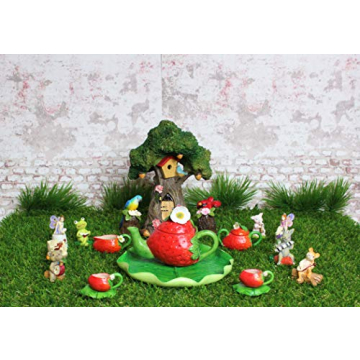 Unique Strawberry Miniature Tea Set for Fairy Gardens