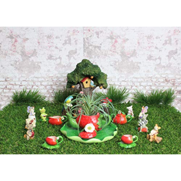 Unique Strawberry Miniature Tea Set for Fairy Gardens