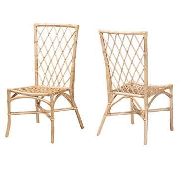 Bali & Pari Doria Natural Rattan Dining Chair, 2-Piece Set - Comfort & Style