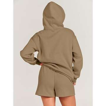 ANRABESS Women 2 Piece Outfit Oversized Hoodie Sweatshirt Shorts Lounge Sweat Set Sweatsuit Tracksuit 2025 Trendy Y2K Clothes Coffee Large