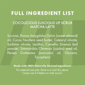 Handmade Heroes Matcha Latte Lip Scrub 1oz 100% Natural Vegan Skin Care Deep Conditioning Lip Scrub for Dry Lips with Jojoba Oil Avocado Oil - Natural Lightening Lip Exfoliator & Lip Plumper