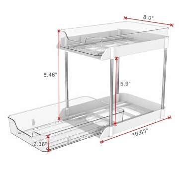 JLKDQ 4 Pack Bathroom Under Sink Organizers and Storage, 2-Tier Pull Out Cabinet Organizer and Medicine Storage Shelf,Fit Cabinets, Kitchens,Food Pantry. (White&Clear,10.63" L x 8.0" W x 8.46" H).