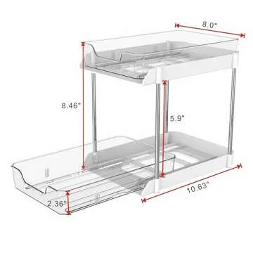 JLKDQ 4 Pack Bathroom Under Sink Organizers and Storage, 2-Tier Pull Out Cabinet Organizer and Medicine Storage Shelf,Fit Cabinets, Kitchens,Food Pantry. (White&Clear,10.63" L x 8.0" W x 8.46" H).