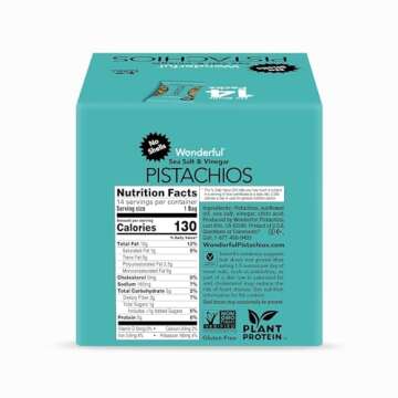 Wonderful Pistachios No Shells, Sea Salt & Vinegar Nuts, 0.75 Ounce Bags (Pack of 14), Protein Snacks, Salty Snacks, On-the-Go, Individually Wrapped Healthy Snacks for Adults