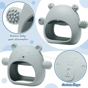 Chumia 3 Pack Teething Toys for Babies 0-6 Months Silicone Hand Teethers Baby Anti Dropping Hand Pacifiers Infant Chew Toys for Sucking Needs(Blue, Caramel, Green)