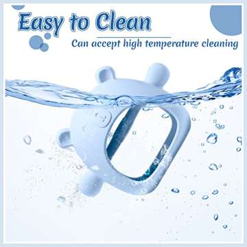 Chumia 3 Pack Teething Toys for Babies 0-6 Months Silicone Hand Teethers Baby Anti Dropping Hand Pacifiers Infant Chew Toys for Sucking Needs(Blue, Caramel, Green)