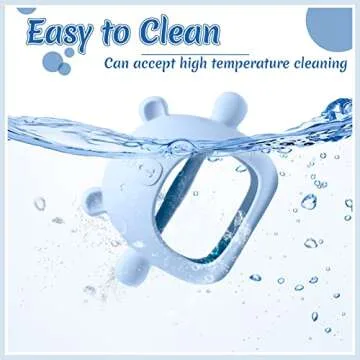 Chumia 3 Pack Teething Toys for Babies 0-6 Months Silicone Hand Teethers Baby Anti Dropping Hand Pacifiers Infant Chew Toys for Sucking Needs(Blue, Caramel, Green)