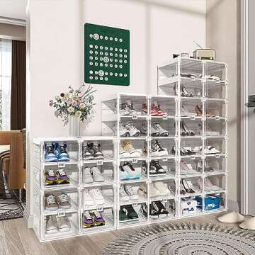 ANTBOX Foldable Shoe Rack,Shoe Organizers for Closet Plastic Shoe Storage Box Space Saving for Entry...