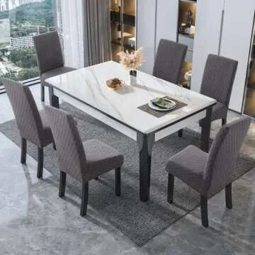 Genina Waterproof Chair Covers for Dining Room Set of 4, Dining Chair Cover Removable Parson Chair Slipcover Chair Protectors Covers for Kitchen (Argyle-Dark Gray, 4 PCS)