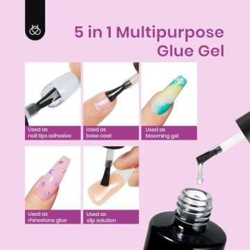 Beetles Nail Tips 240 Pcs Short Oval Nail Kit 5 In 1 Nail Glue Base Gel Uv Led Lamp Press on Nails Easy Nail Extension Set for Women