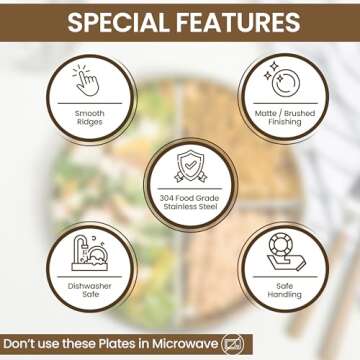 Stainless Steel Portion Control Plate | 3 compartment plates | Divided Plates for Adults Kids | Bariatric and Diabetic Diet Food Portion Plate | 2 pack - 9"x 9" Size