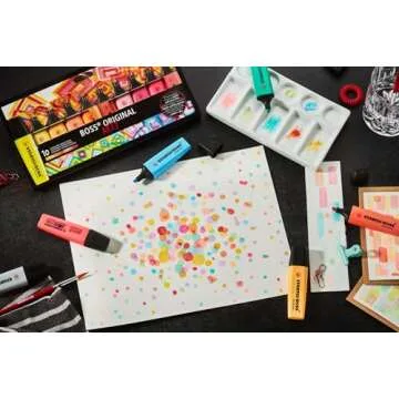 STABILO Highlighter BOSS ORIGINAL - ARTY - Deskset of 23 - Assorted Colors, Chisel Tip, Anti-Dry Out Technology, Office + School Supplies, Note Taking