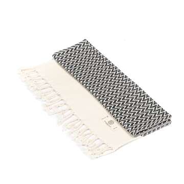 Madamelique Exclusive Hand Towels Set of 2-18 x 40 Inches - Decorative Bathroom Peshtemal Towel for Hand, Face, Hair, Yoga, Tea, Dishcloth, Kitchen and Bath - 100% Pure Cotton (Black)